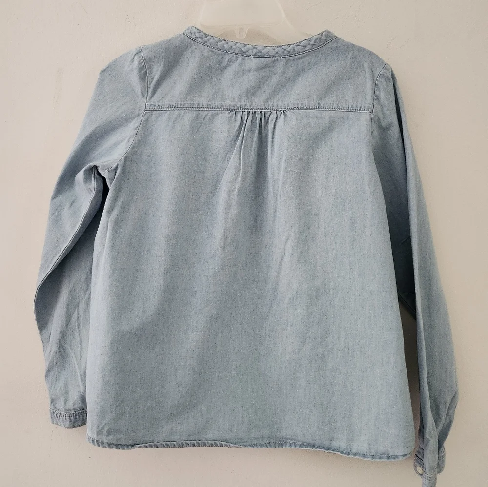 OshKosh B'gosh Chambray Embroidered Long Sleeve Button Down Tunic Blouse Size:14